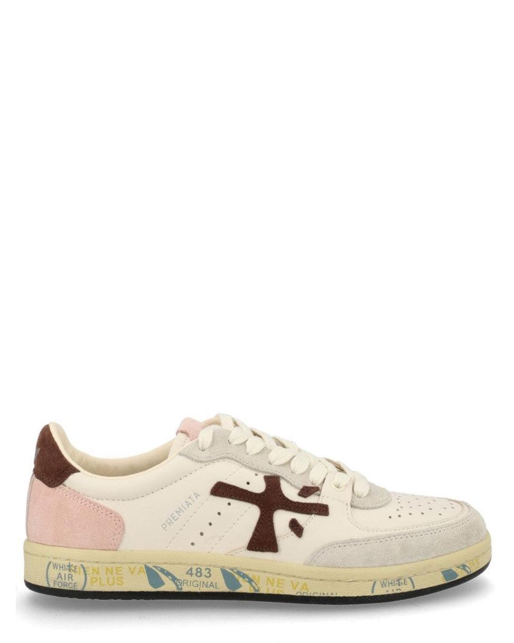 Premiata Natural Basket Clayd Round Toe Sneakers