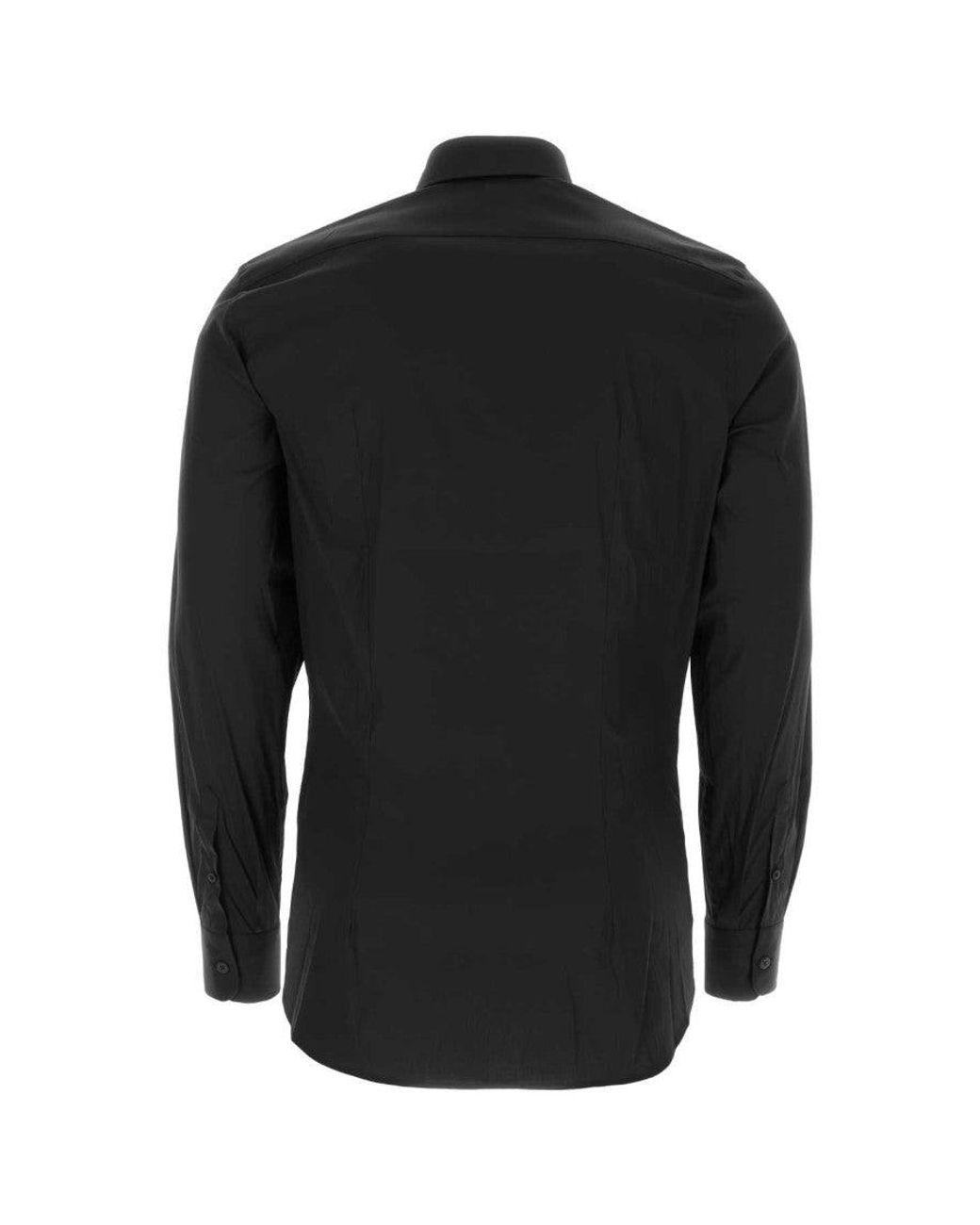 Prada Black Stretch Poplin Shirt for men