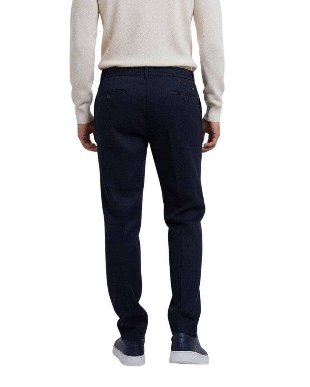 Boss Blue Slim Solid Trousers for men