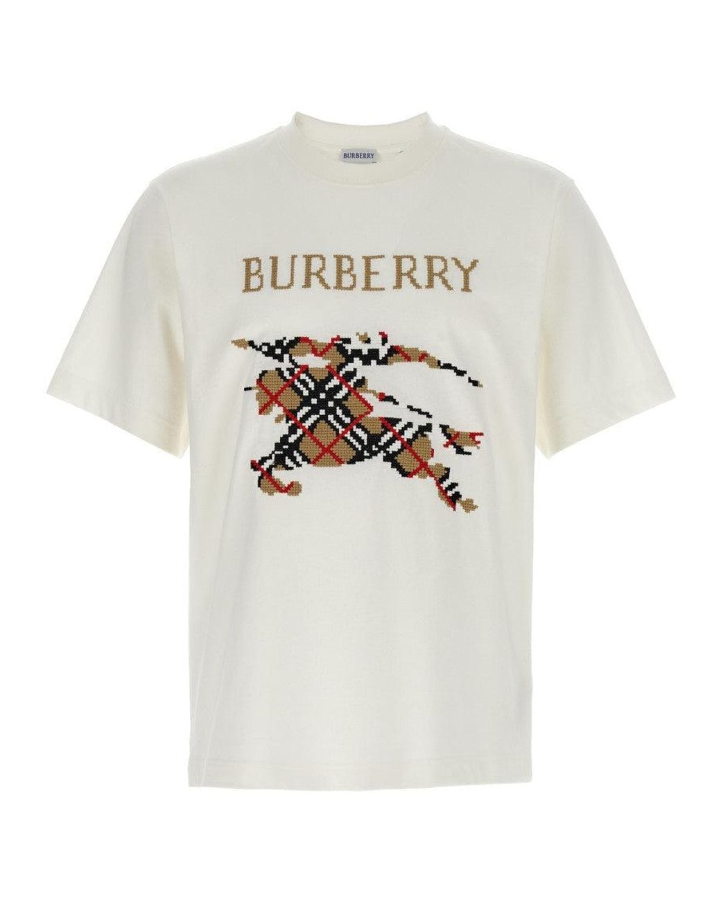 Burberry White Cross Stitch T-Shirt for men