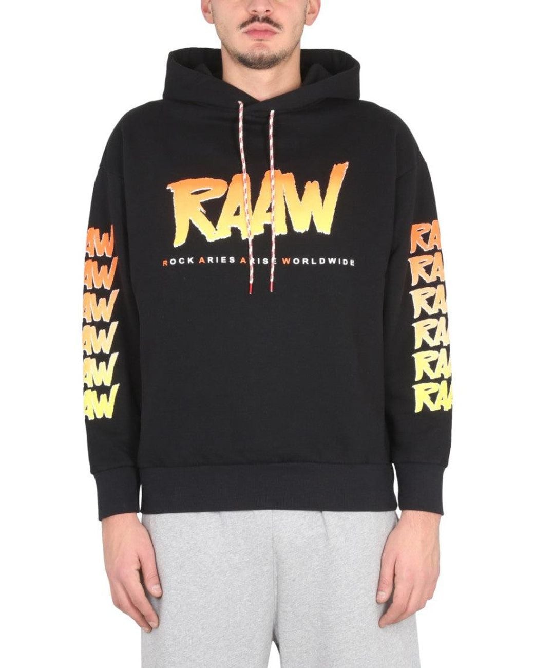 Aries Black Graphic Logo Hoodie for men