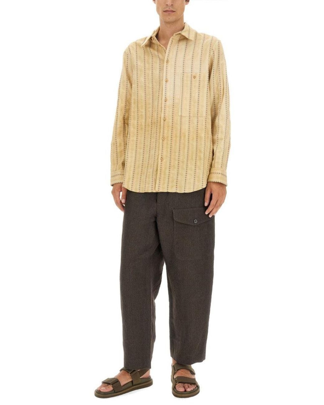 Uma Wang Natural Oversized Stripes Shirt for men