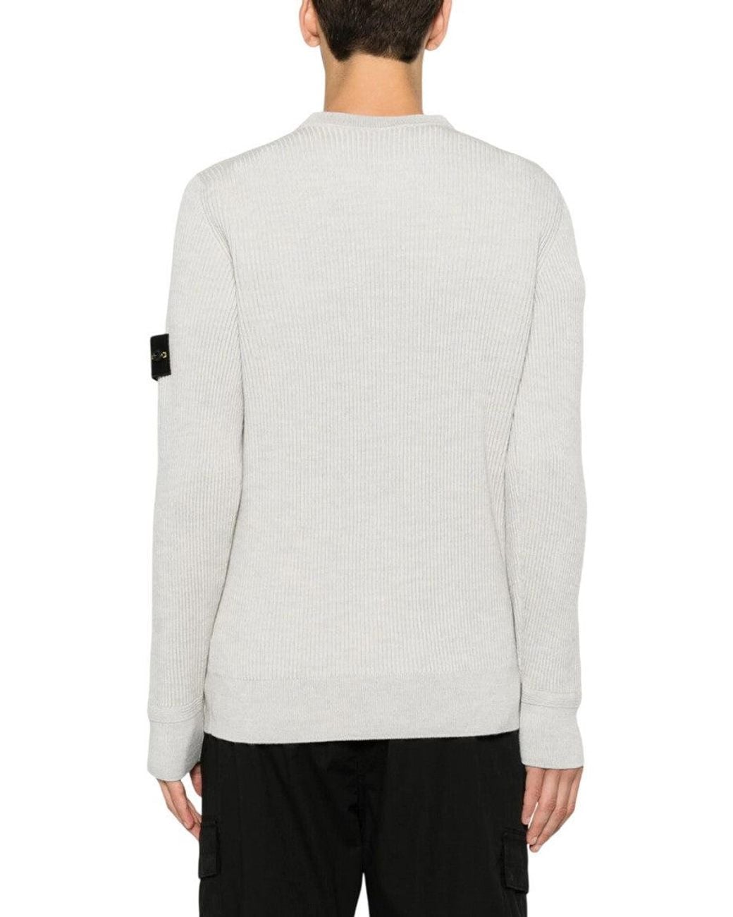 Stone Island White Light Knitted Sweater for men