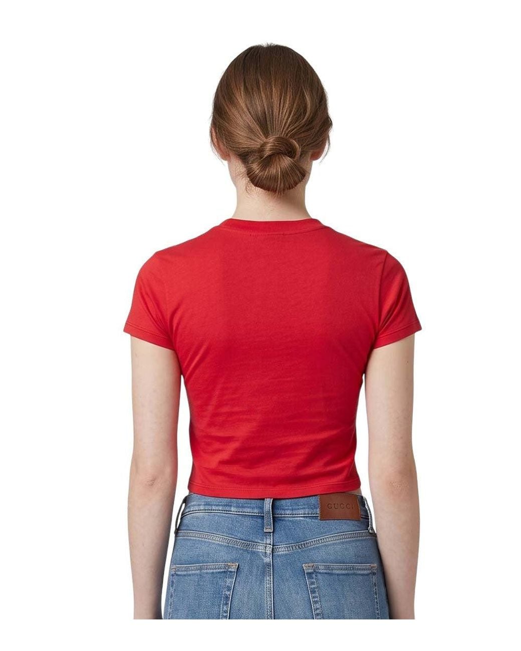 Gucci Red Logo Crew Neck T-Shirt