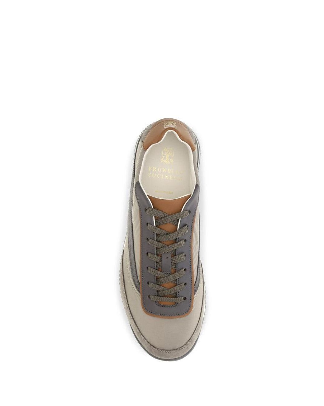 Brunello Cucinelli White Lace-Up Sneakers for men
