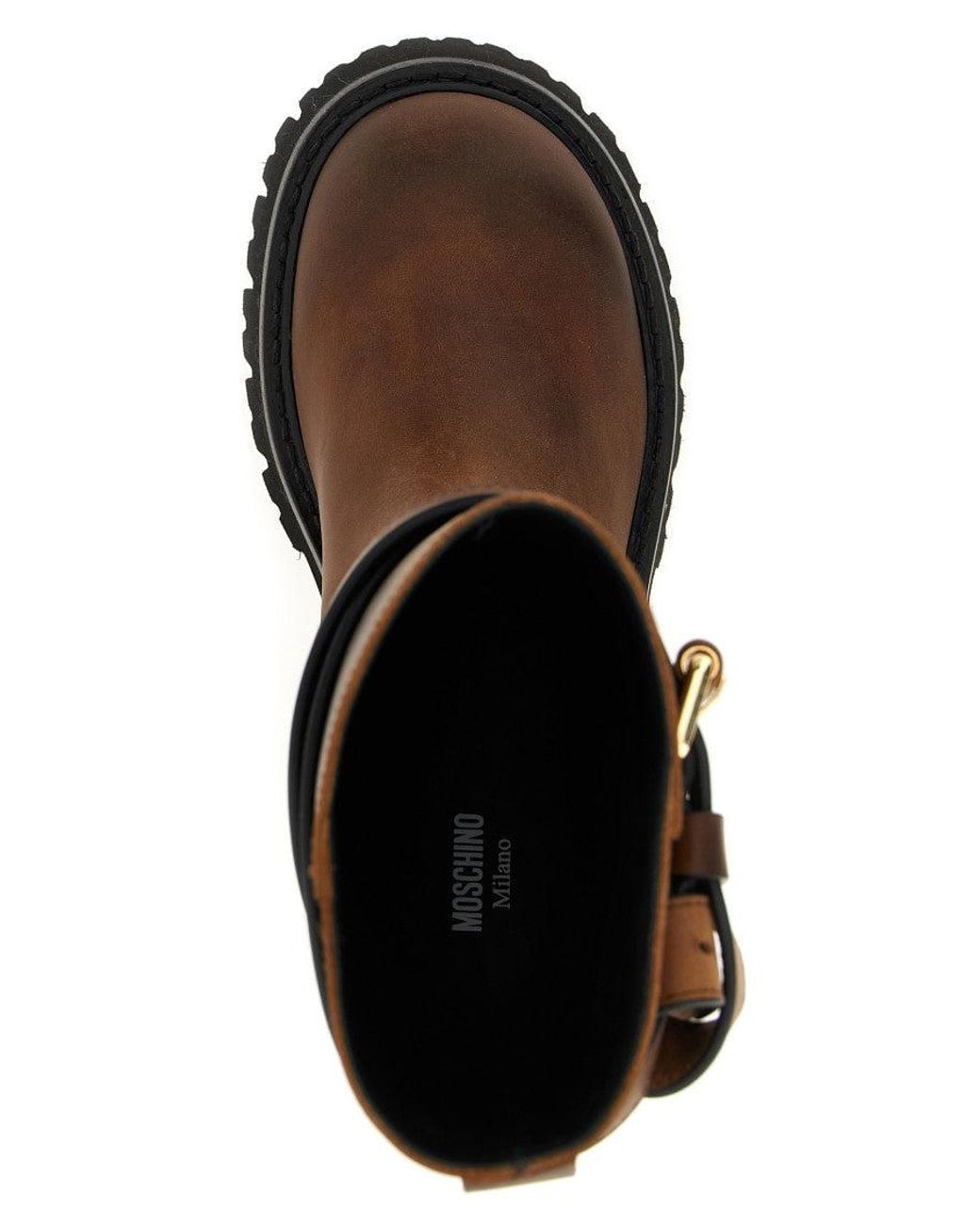 Moschino Brown Round Toe Boots