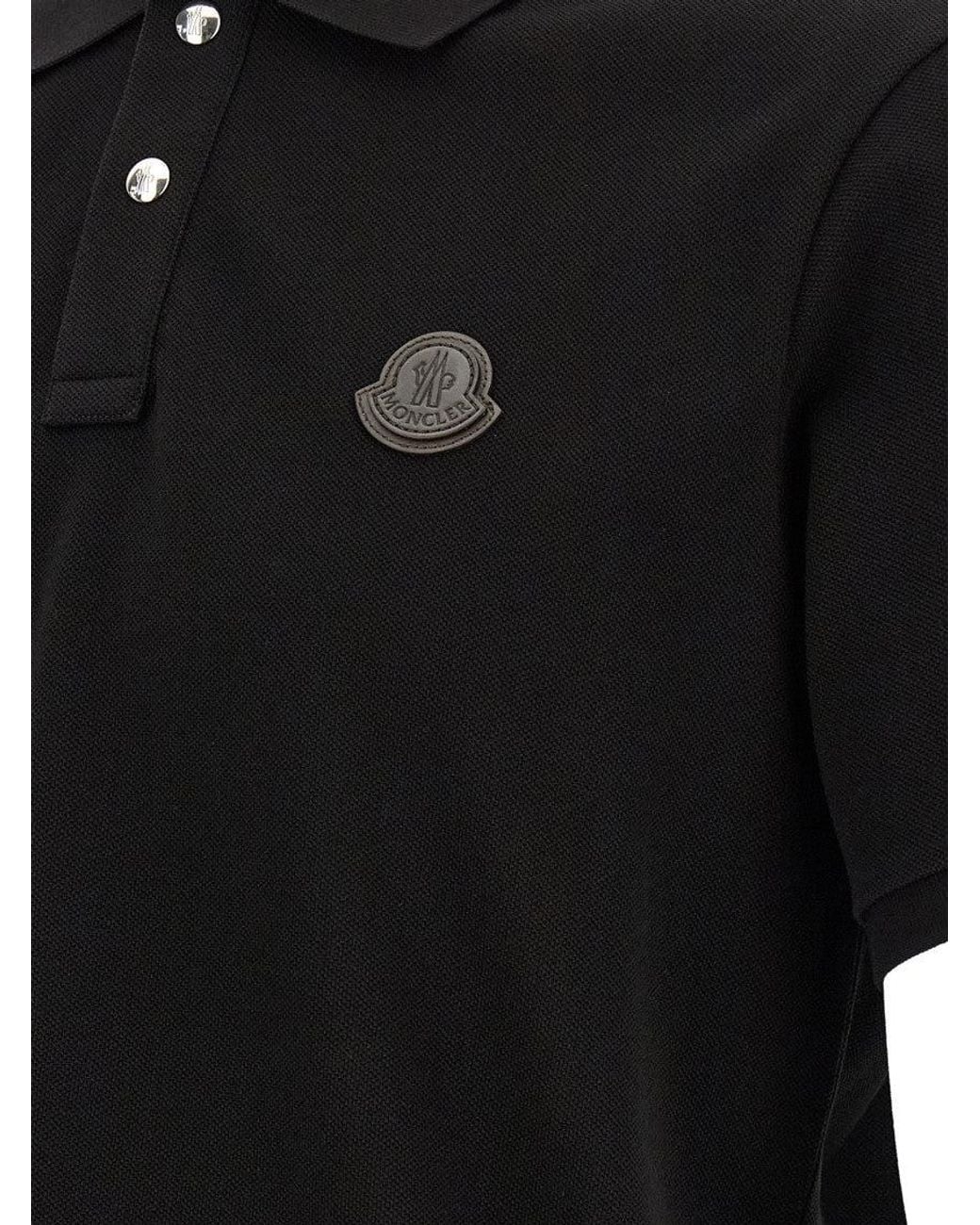 Moncler Black Shirt Collar Polo for men
