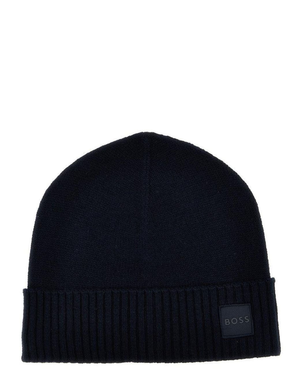 Boss Blue Logo Beanie Cap for men