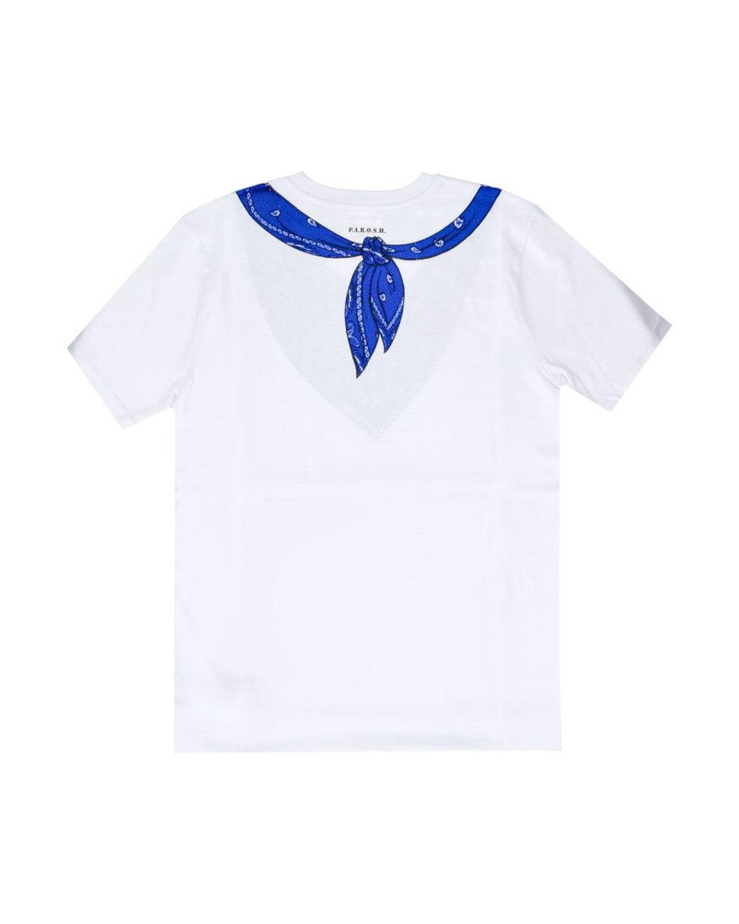 P.A.R.O.S.H. Blue Crew Neck Printed T-Shirt