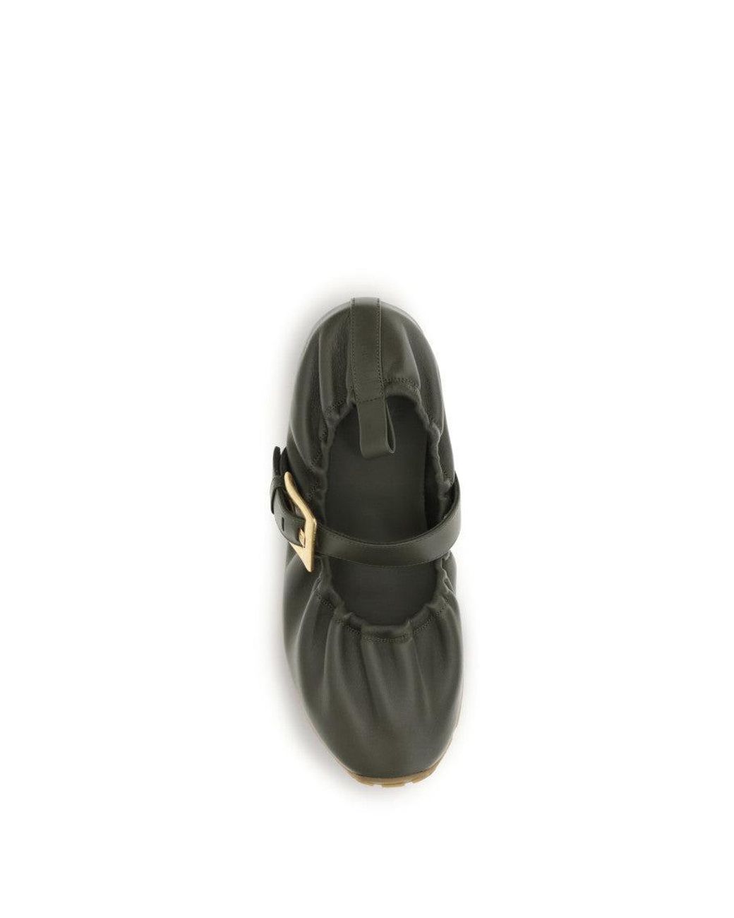 Balmain White Buckle Ballet Flats