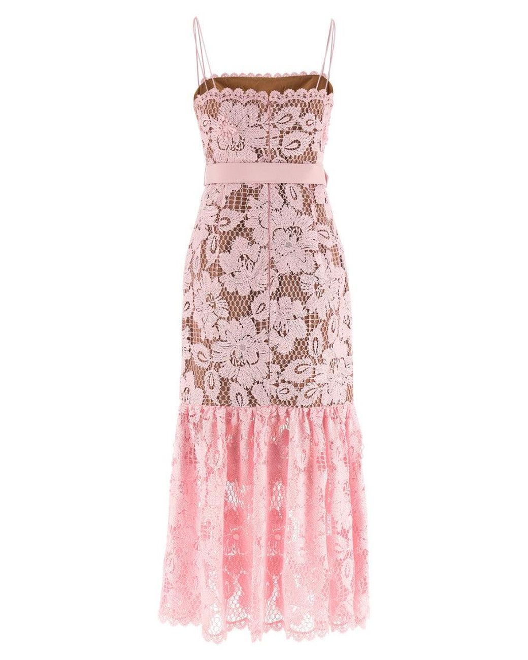 Self-Portrait Pink Crochet Lace Dress