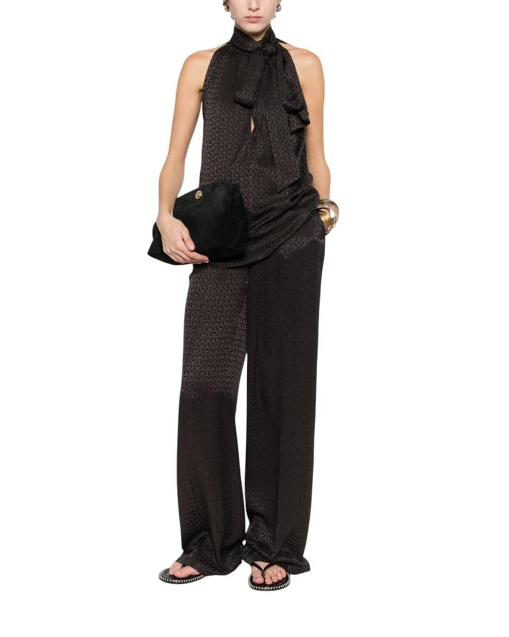 Gucci Black Logo Halter Neck Top