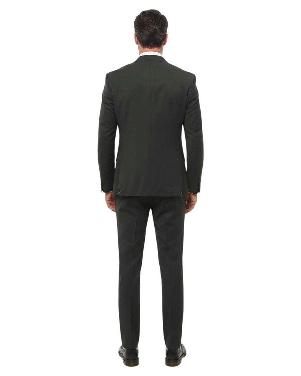 Corneliani Black Peaked Lapel Suit for men