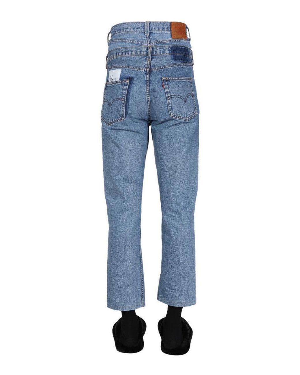 1/OFF Blue Denim Straight High Rise Jeans