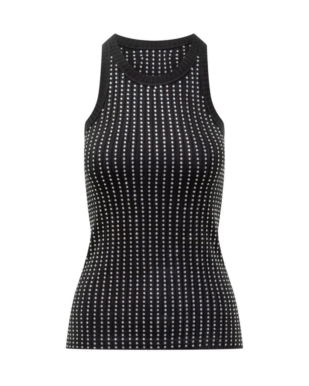 The Attico Black Thermal Glitter Camisole
