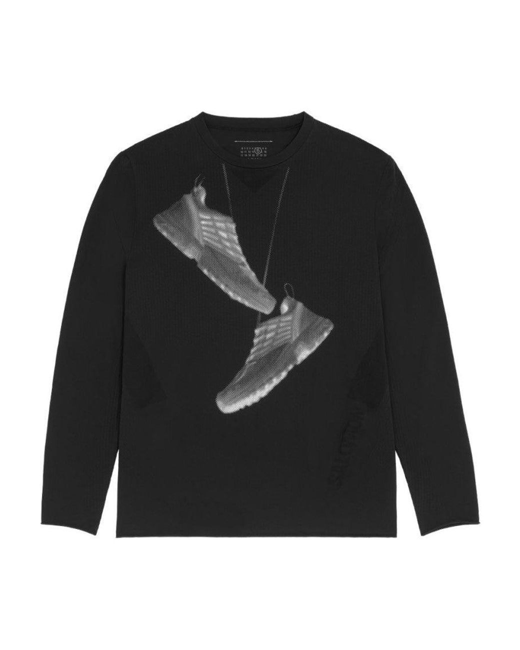 MM6 by Maison Margiela Black Roundneck Graphic T-Shirt for men