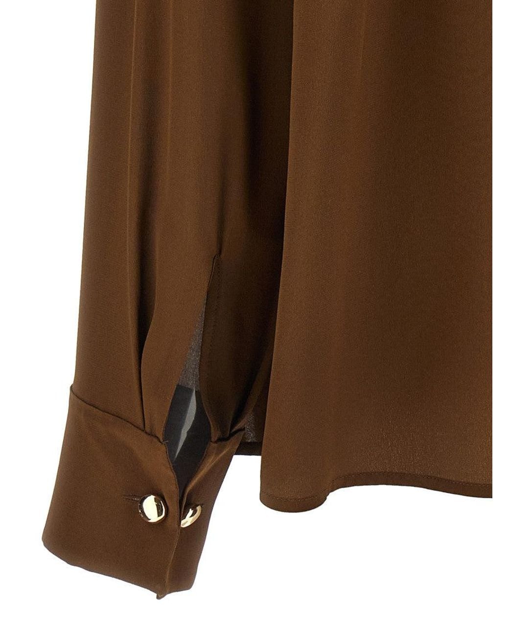 Max Mara Brown Ruffle Round Neck Top