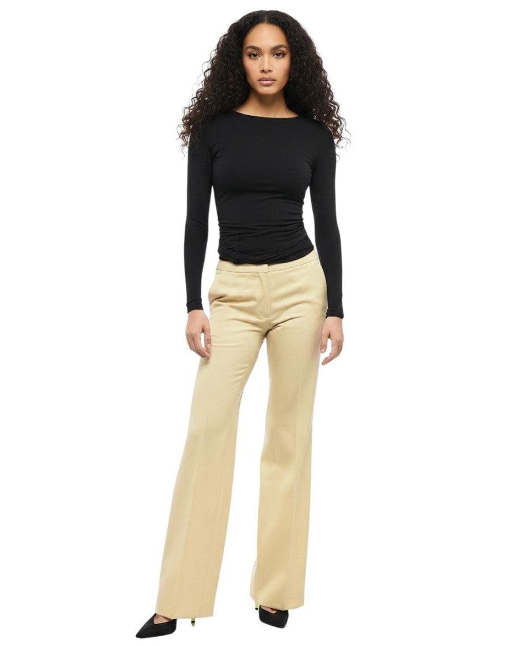 Jil Sander Natural Flared Pleated Pants