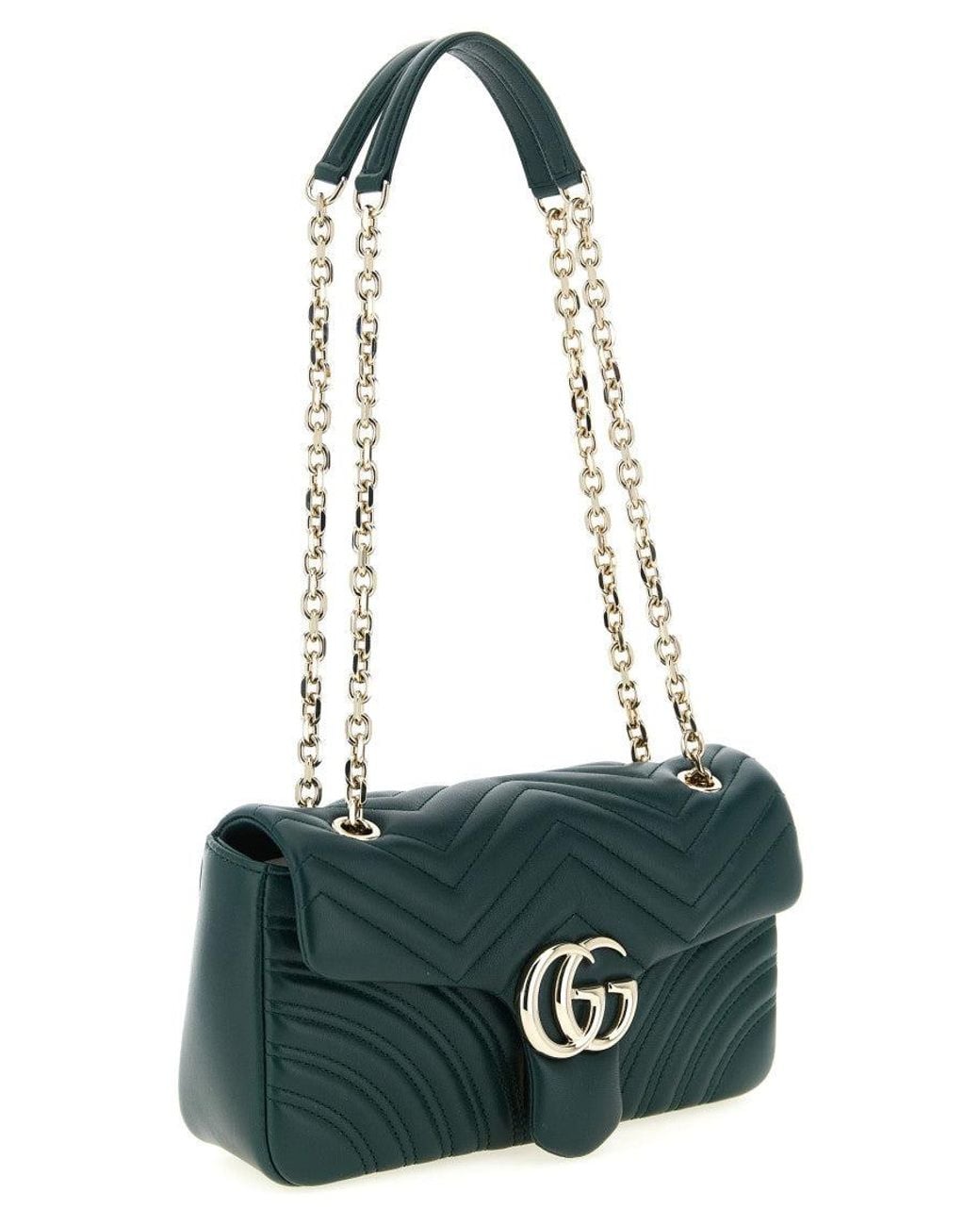 Gucci Green Gg Marmont Medium Shoulder Bag