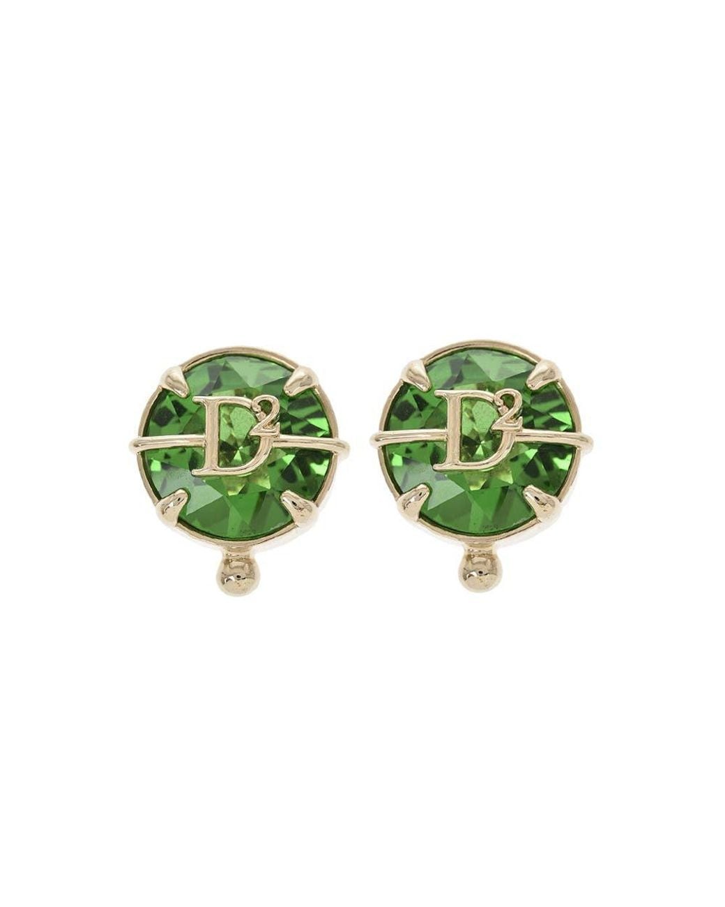 DSquared² Green Logo Stud Earrings