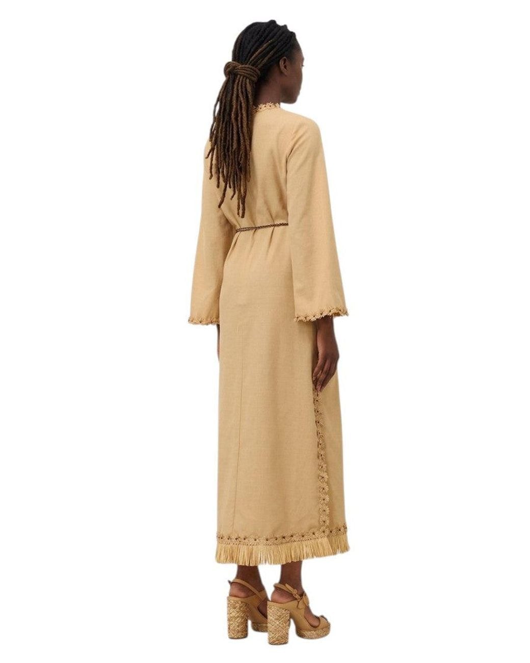 Zimmermann Natural Light Band Collar Midi Dress