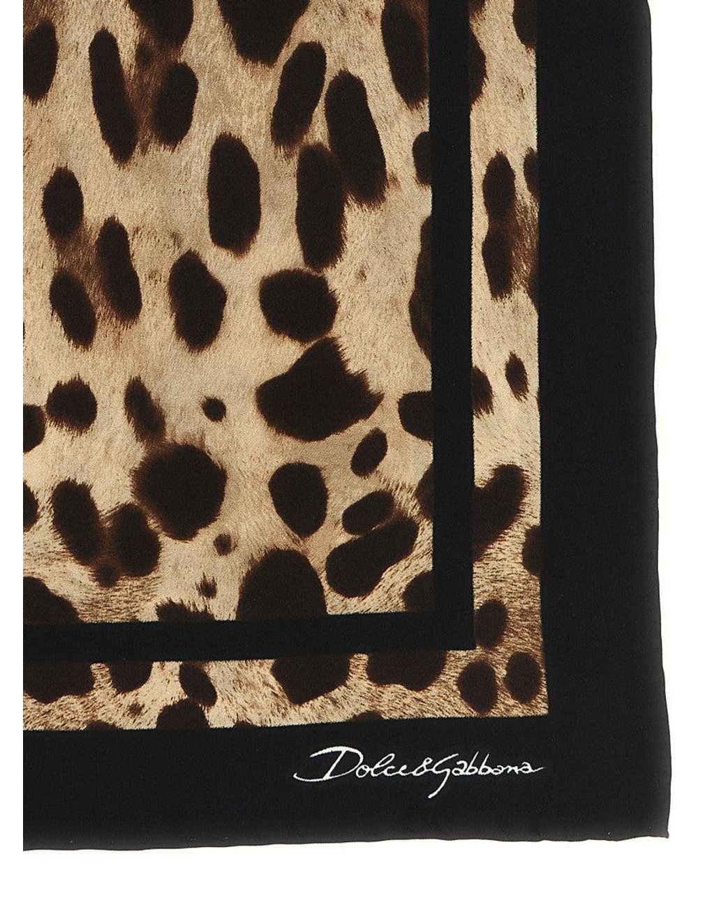 Dolce & Gabbana Black Leopard-Print Animal Print Scarf