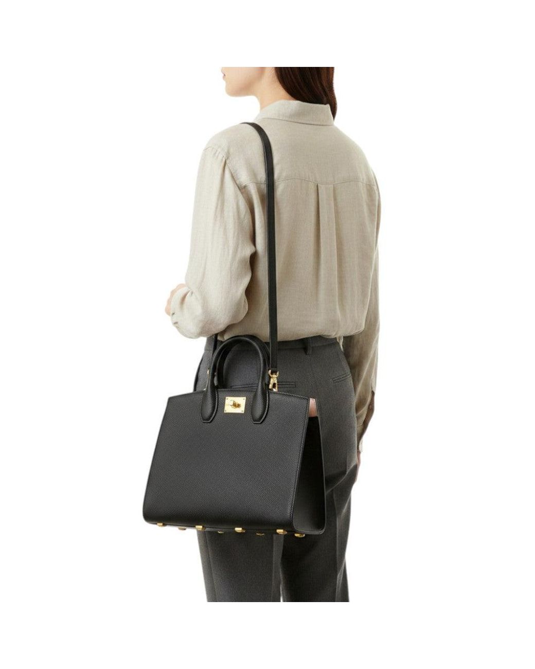 Ferragamo Black Studio Medium Satchel