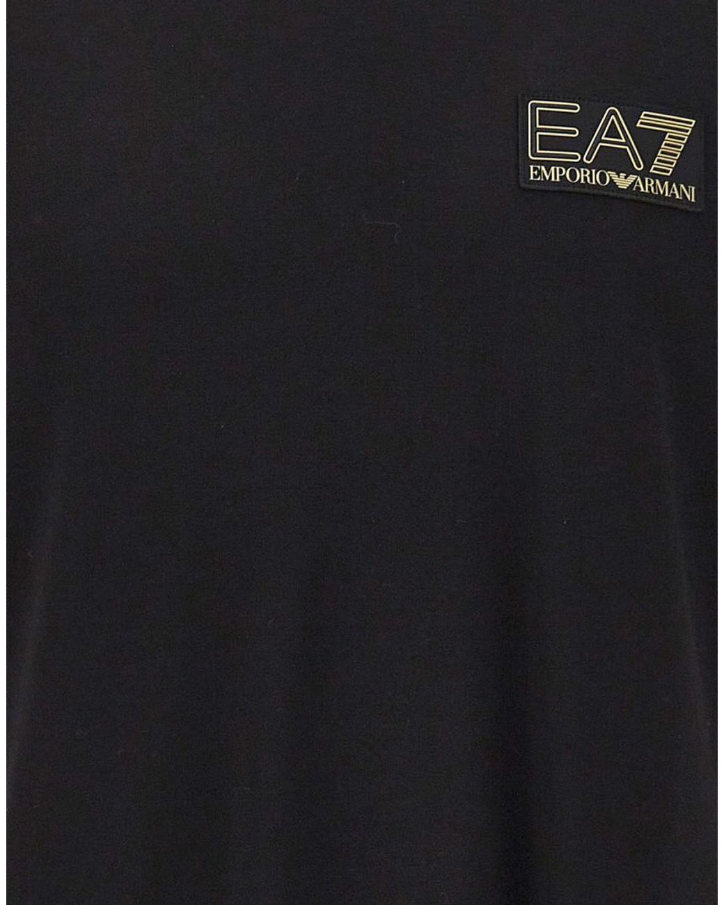 EA7 Black Regular Logo T-Shirt for men