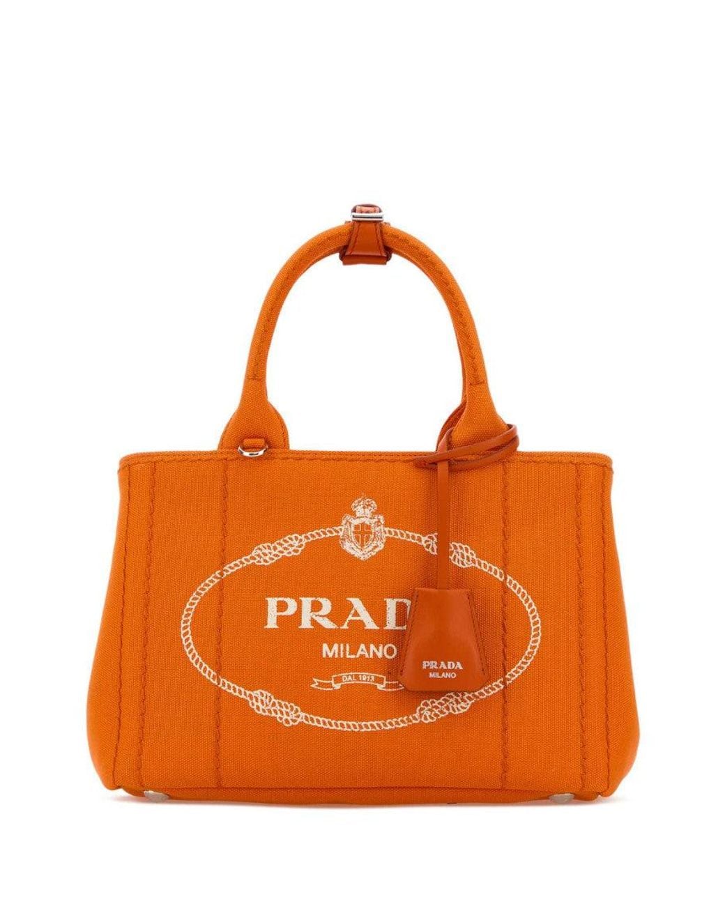 Prada Orange Logo Small Tote