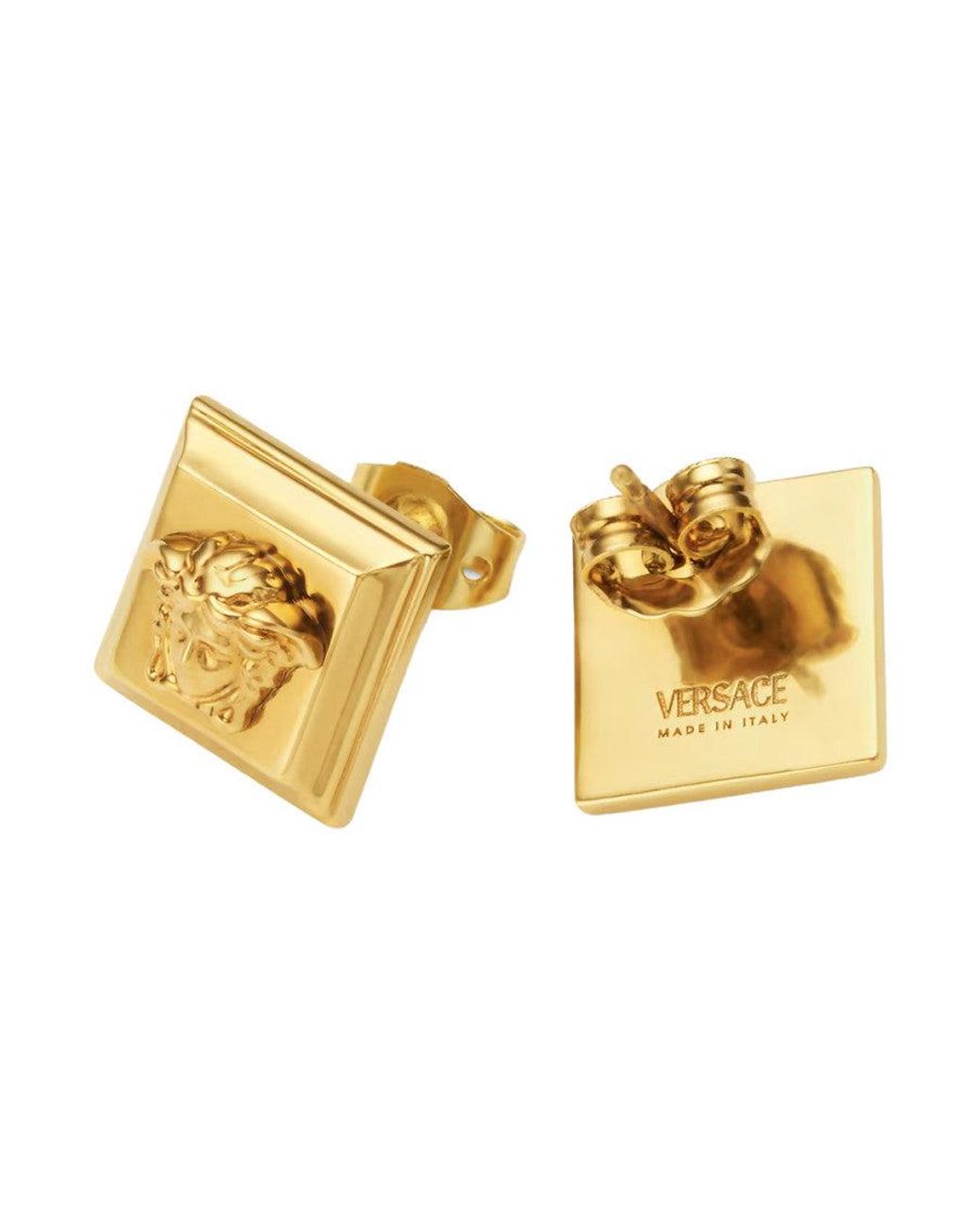 Versace Metallic Golden Medusa Stud Earrings for men