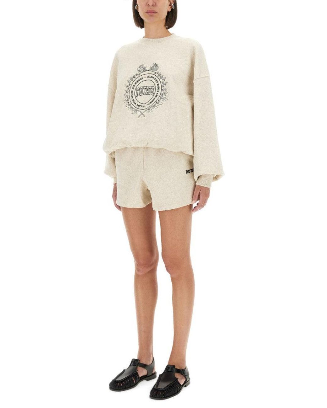 ROTATE BIRGER CHRISTENSEN White Graphic Crew Neck Sweatshirt