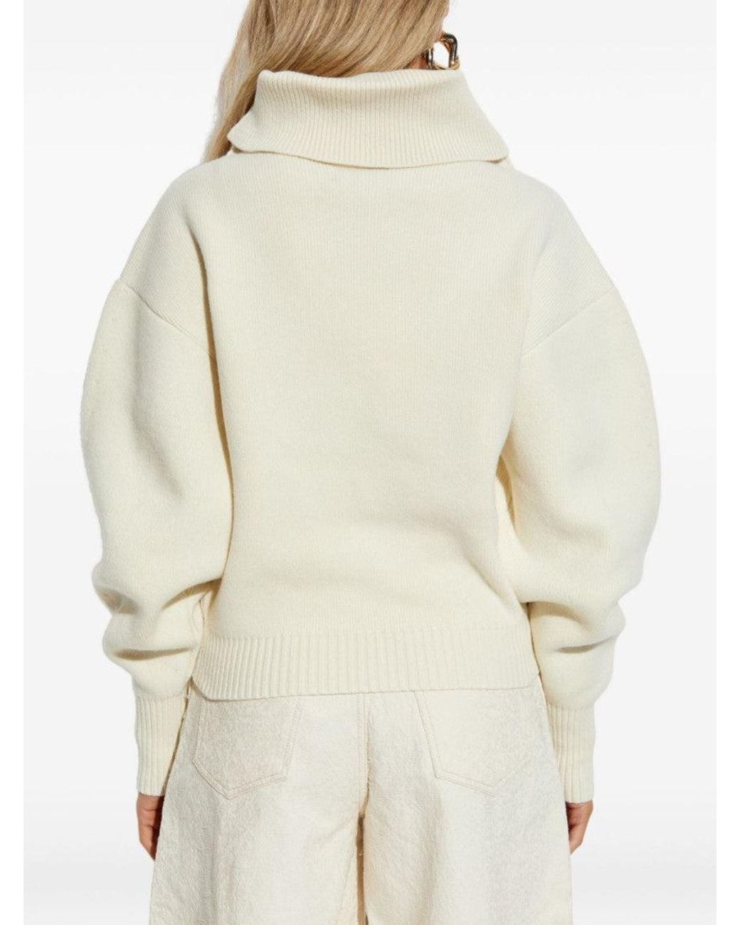 Jacquemus White High-Neck Sweater