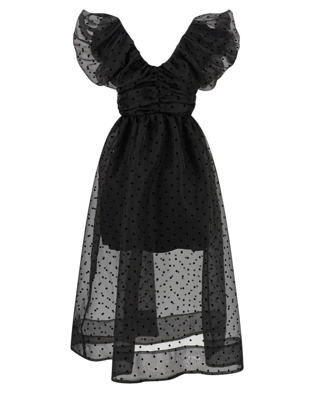 Ganni Black Organza Ruched' Dress
