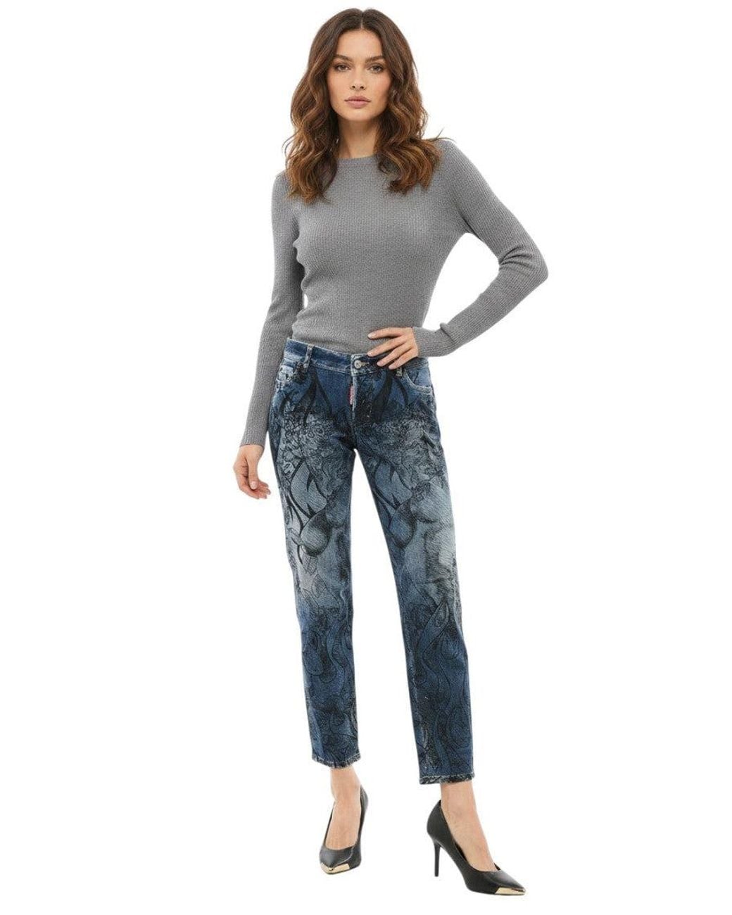 DSquared² Blue Straight Mid Rise Jeans