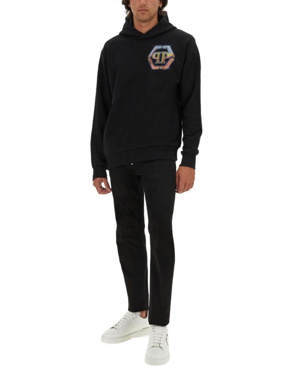 Philipp Plein Black Logo Hood Sweatshirts for men