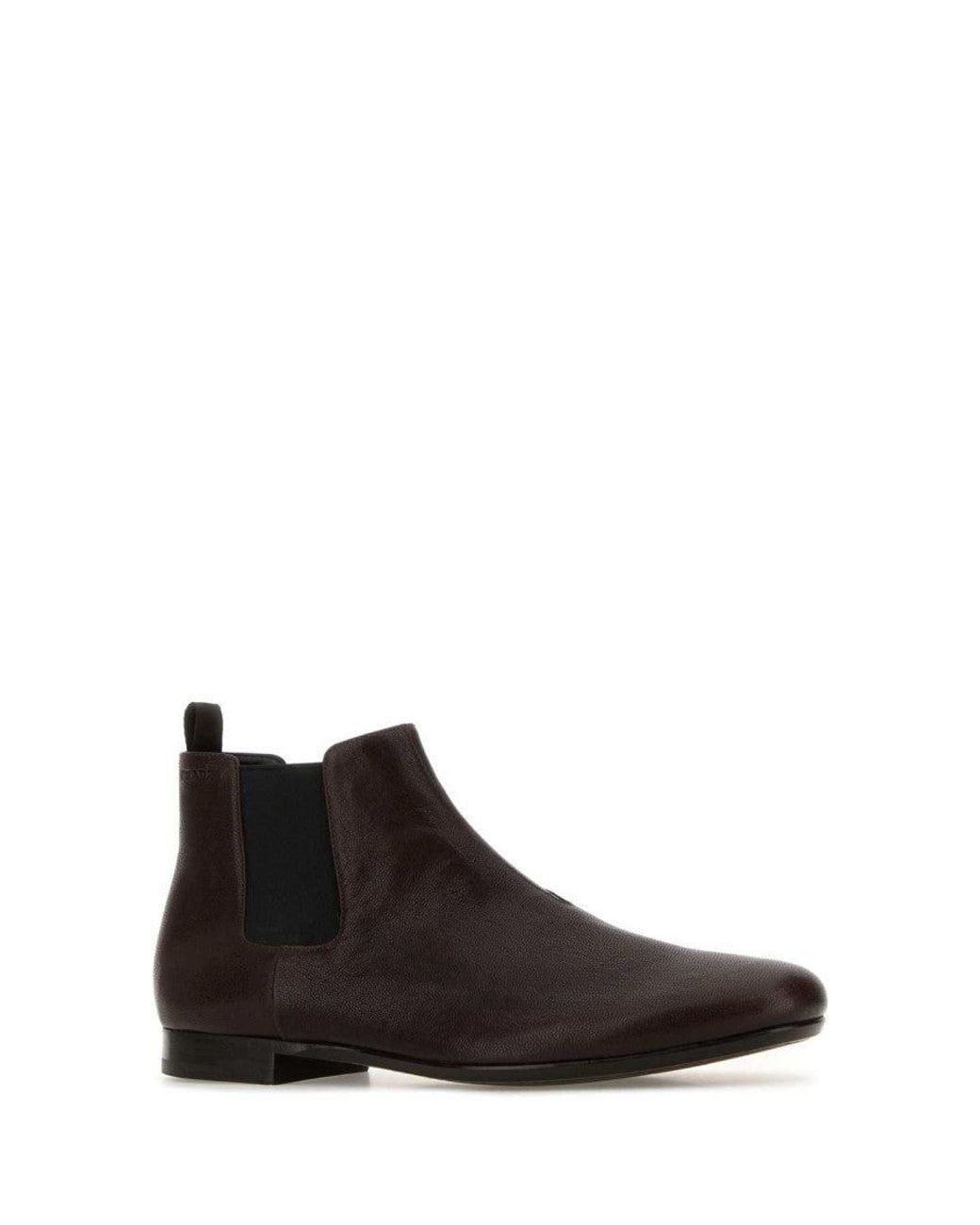Prada Brown Leather Ankle Boots for men
