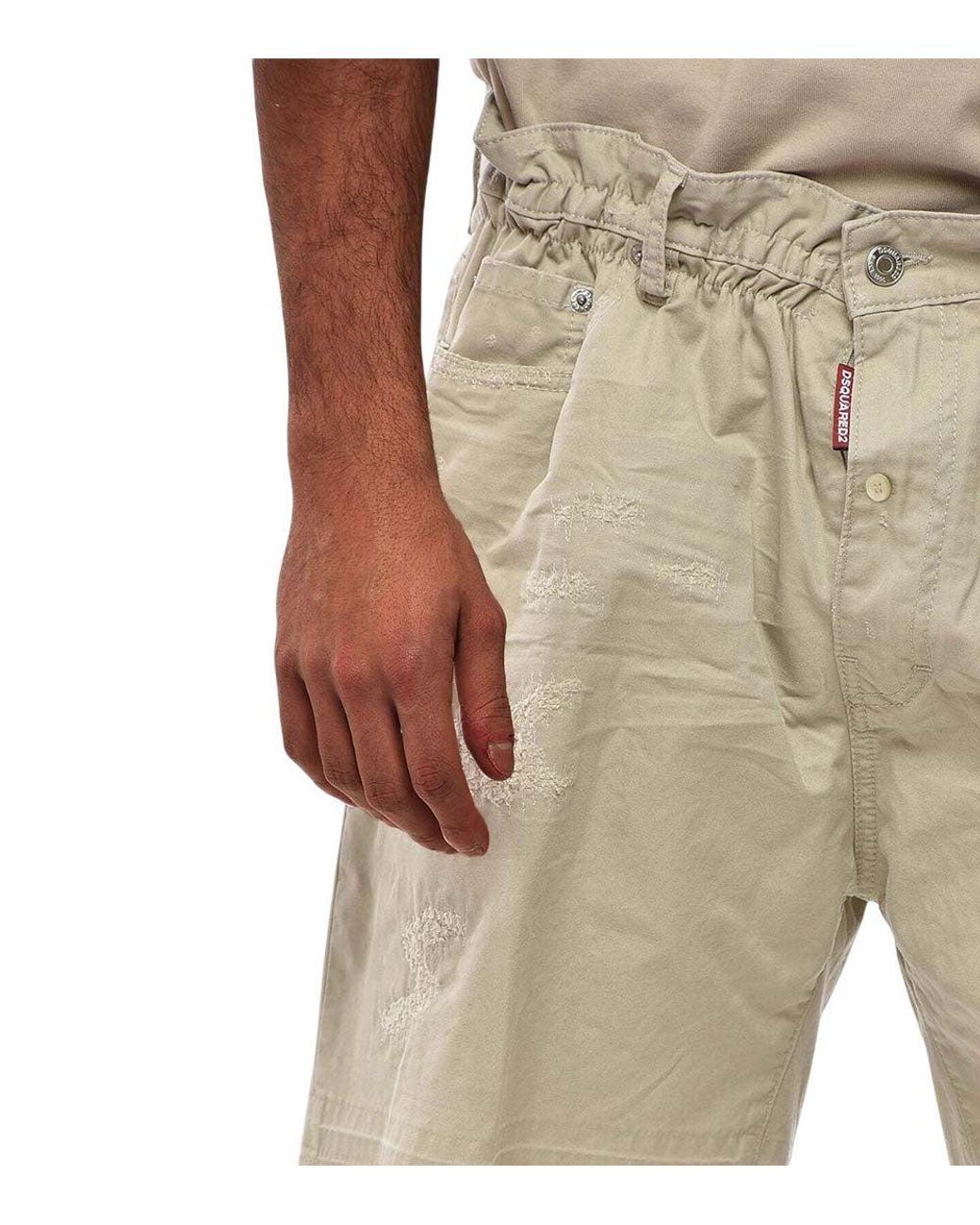 DSquared² Natural Distressed Shorts for men