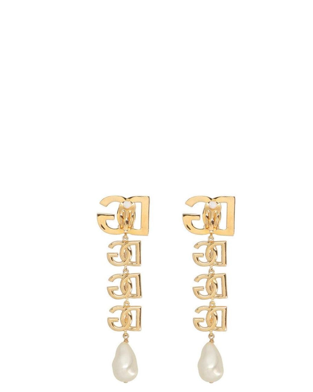 Dolce & Gabbana Metallic Logo Earrings