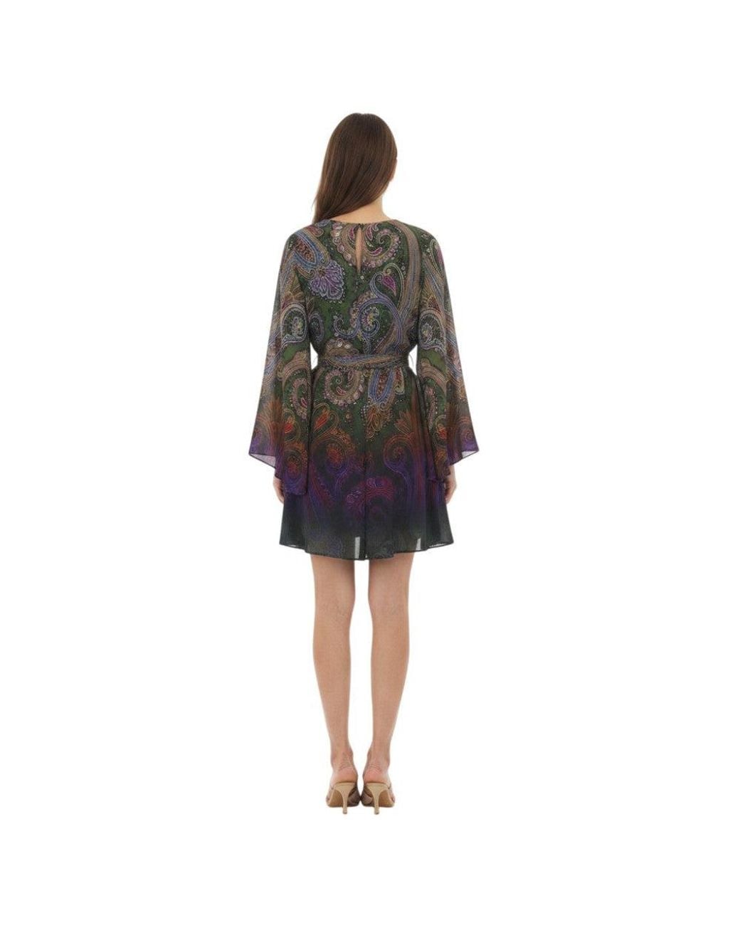 Etro Multicolor Paisley V Neck Mini Dress