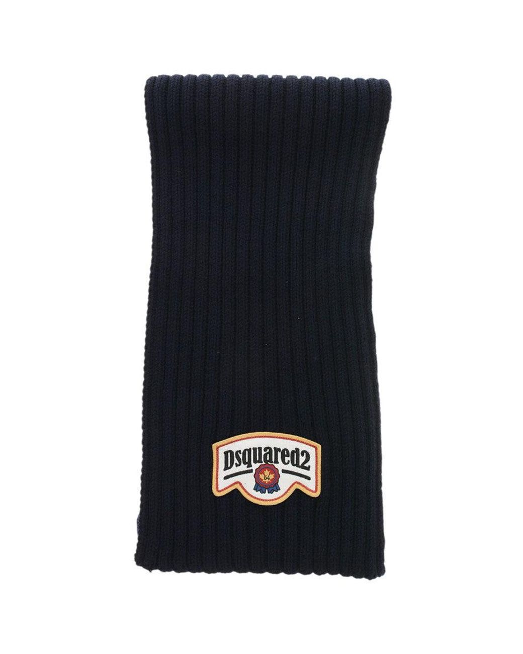 DSquared² Black Knitted Logo Scarf for men