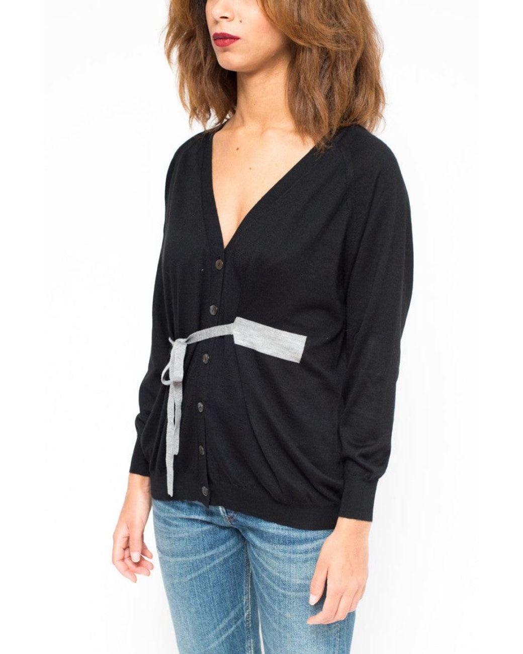 LA ROSE Black V-Neck Cardigan
