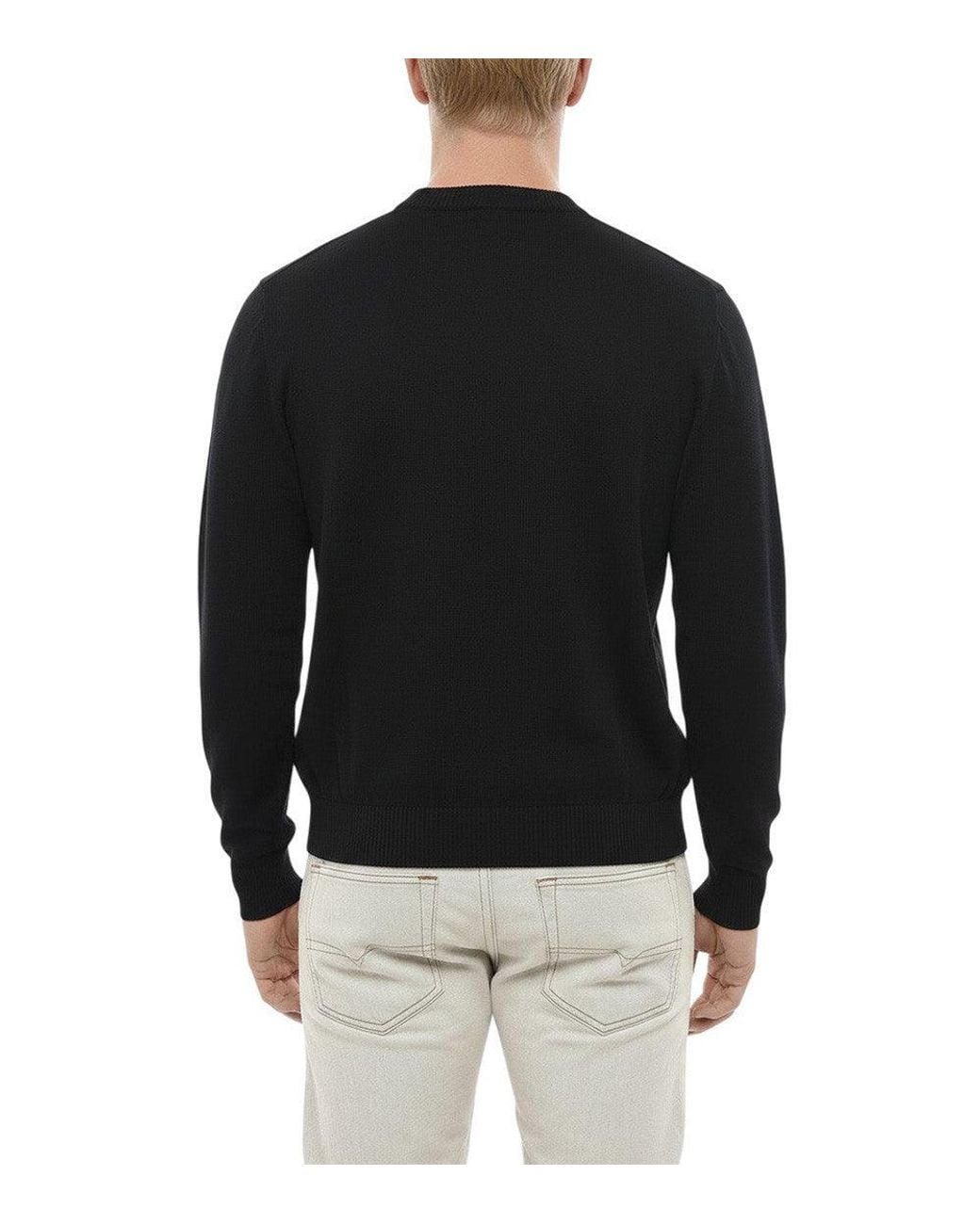 DIESEL Black Crew Neck Sweater for men