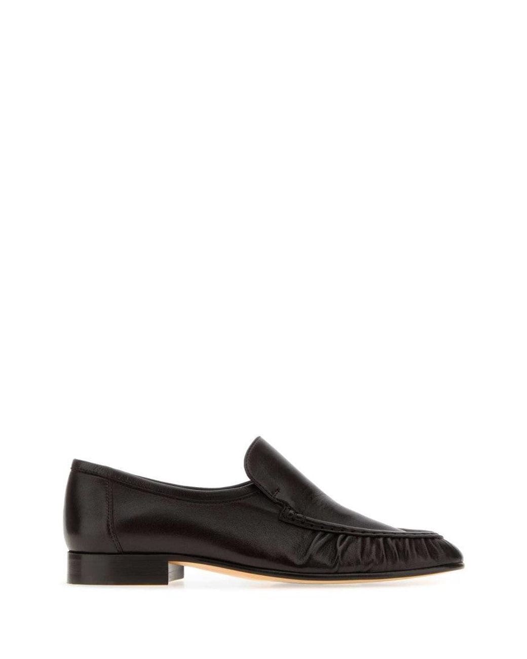 The Row Black Slip On Loafers