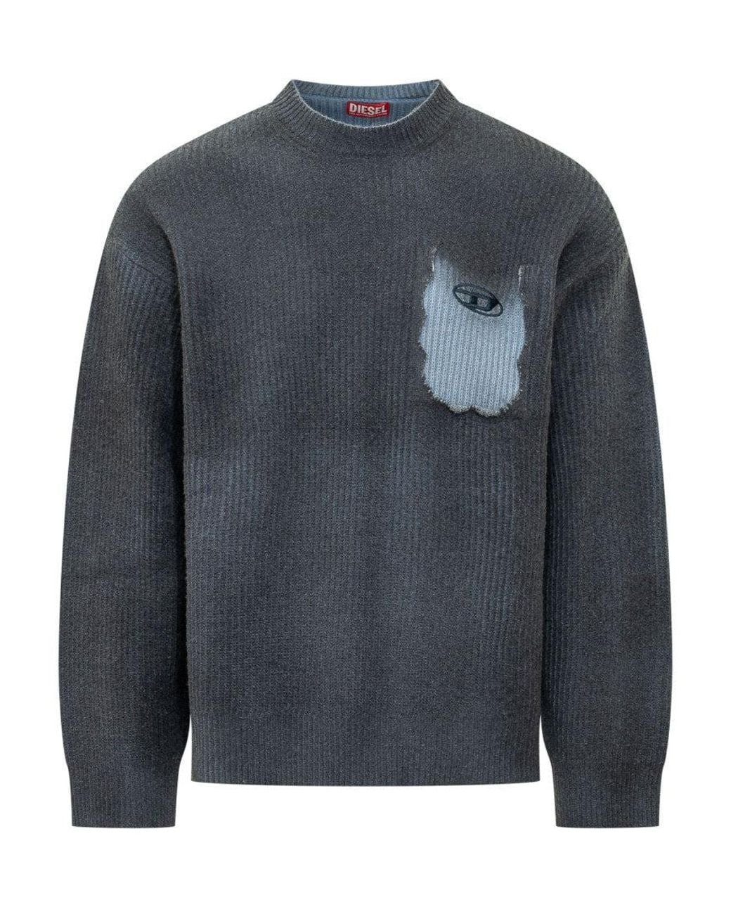 DIESEL Gray Knitted Sweater for men