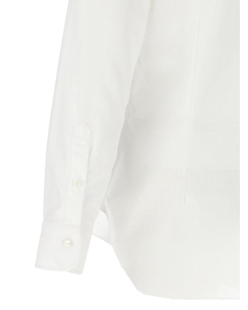 Barba Napoli White Honeycomb Cotton Shirt for men