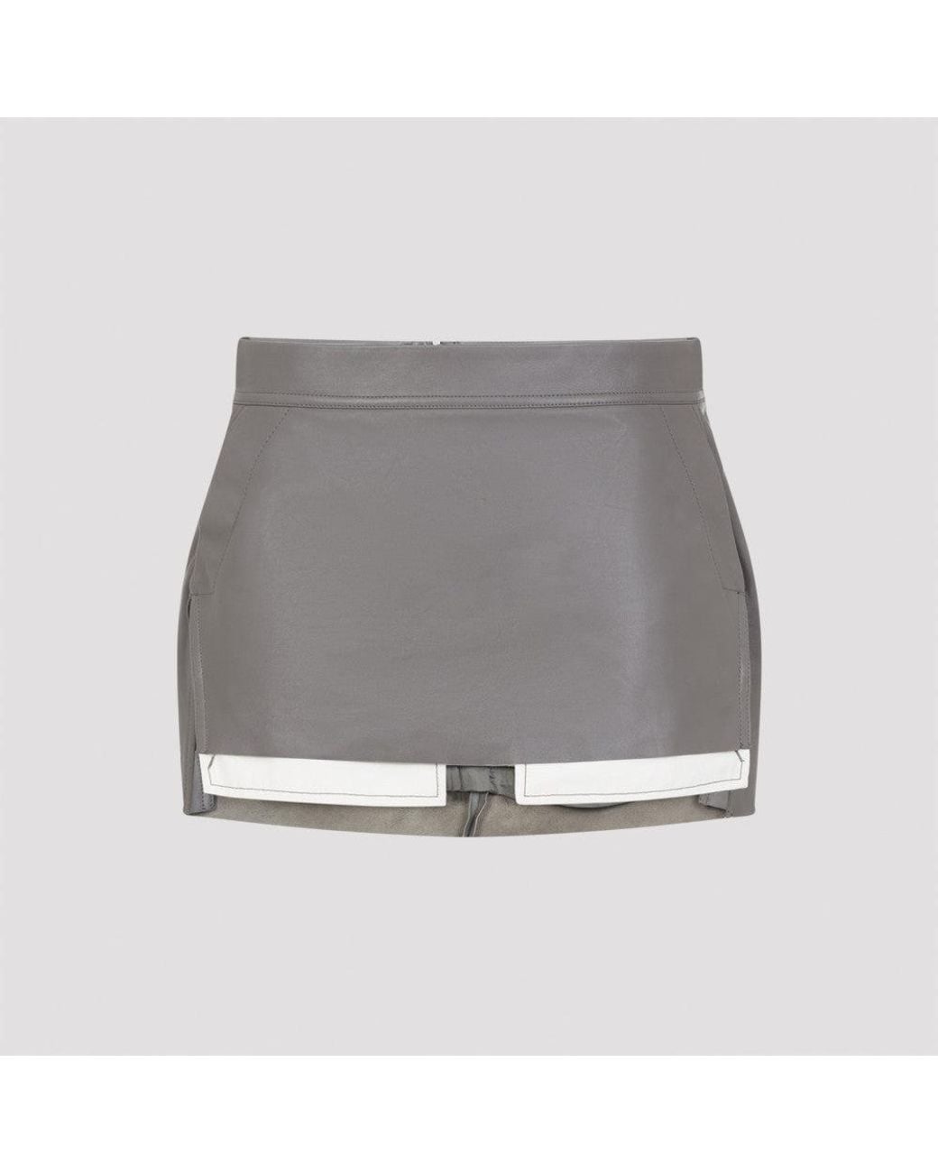 Rick Owens Gray Leather Skirt