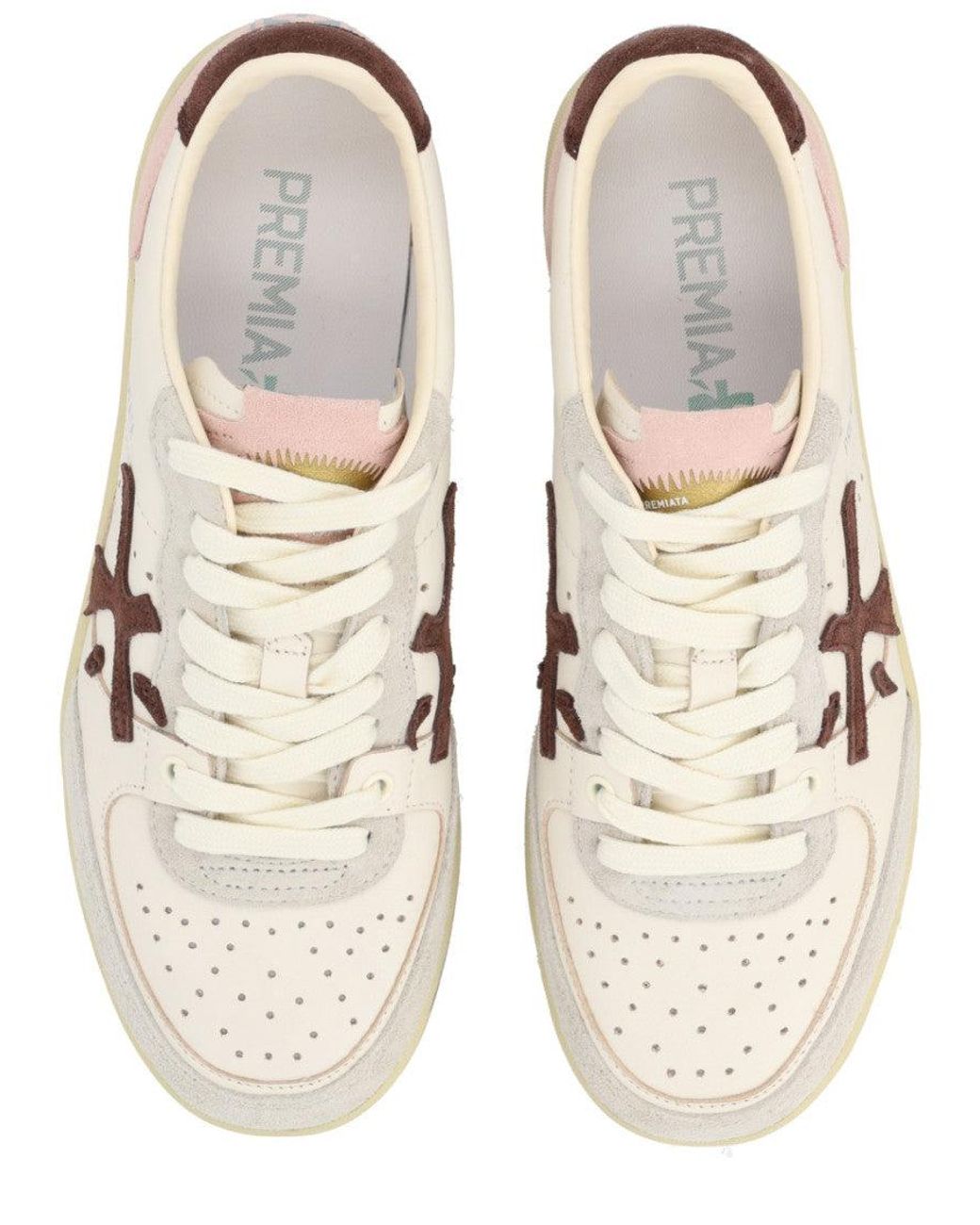 Premiata Natural Basket Clayd Round Toe Sneakers