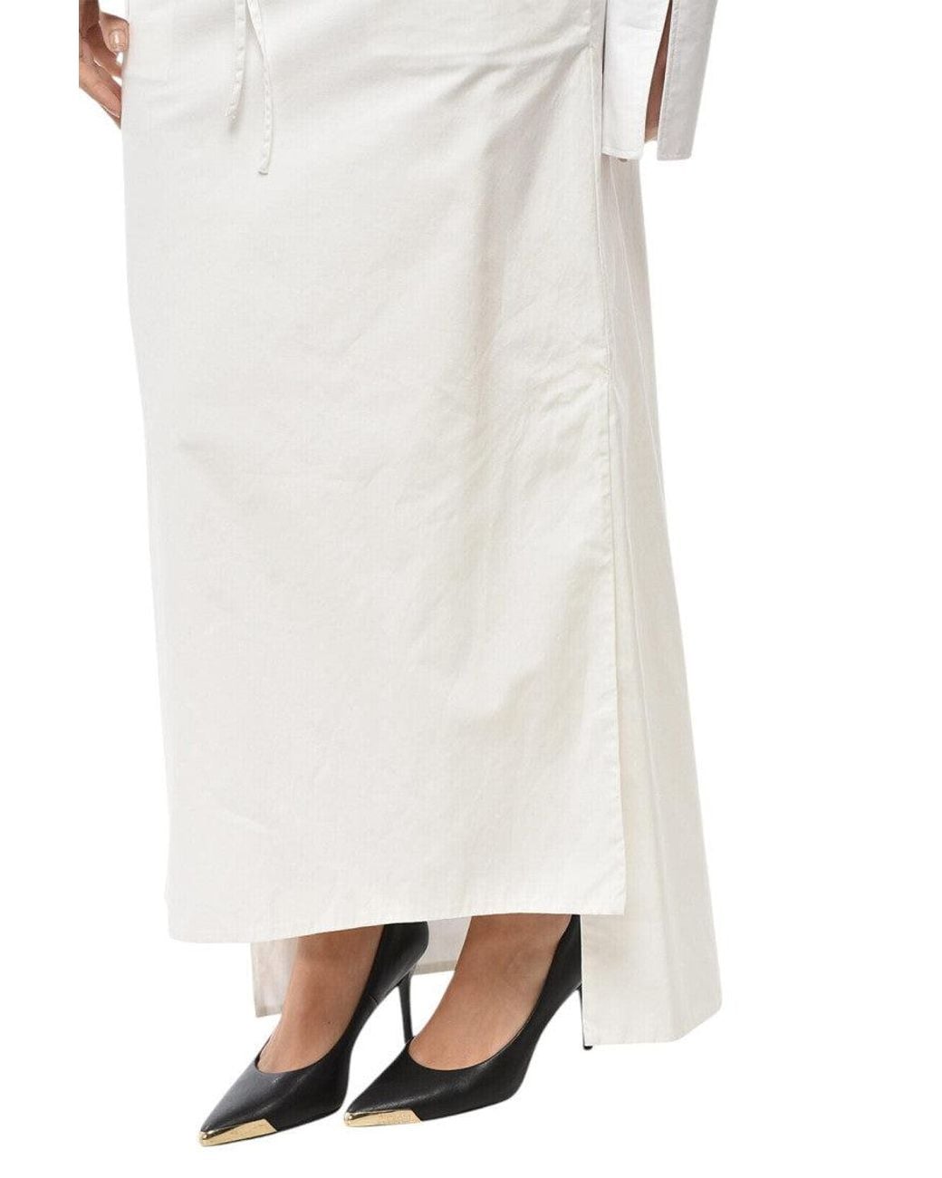 1989 STUDIO White Solid Maxi Skirt