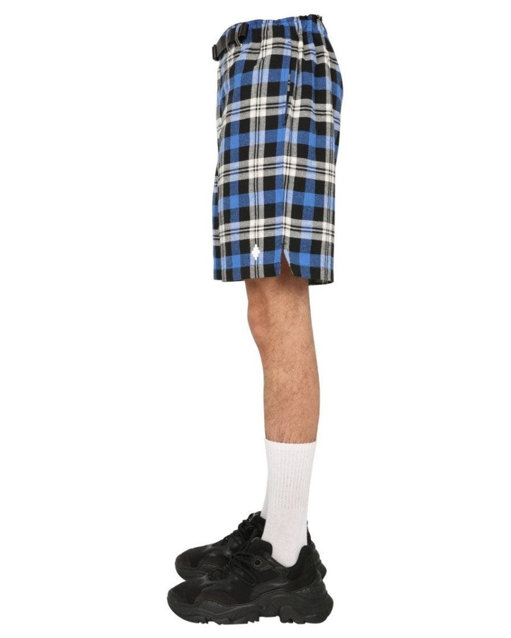 Marcelo Burlon Blue Plaid Shorts for men