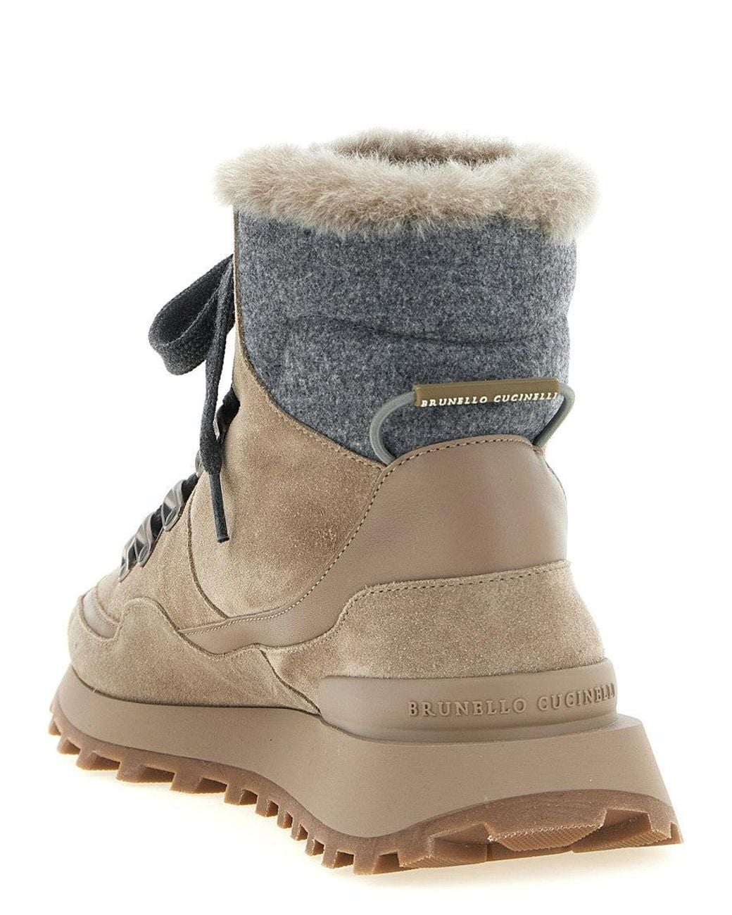 Brunello Cucinelli Natural Lace-Up Ankle Boots